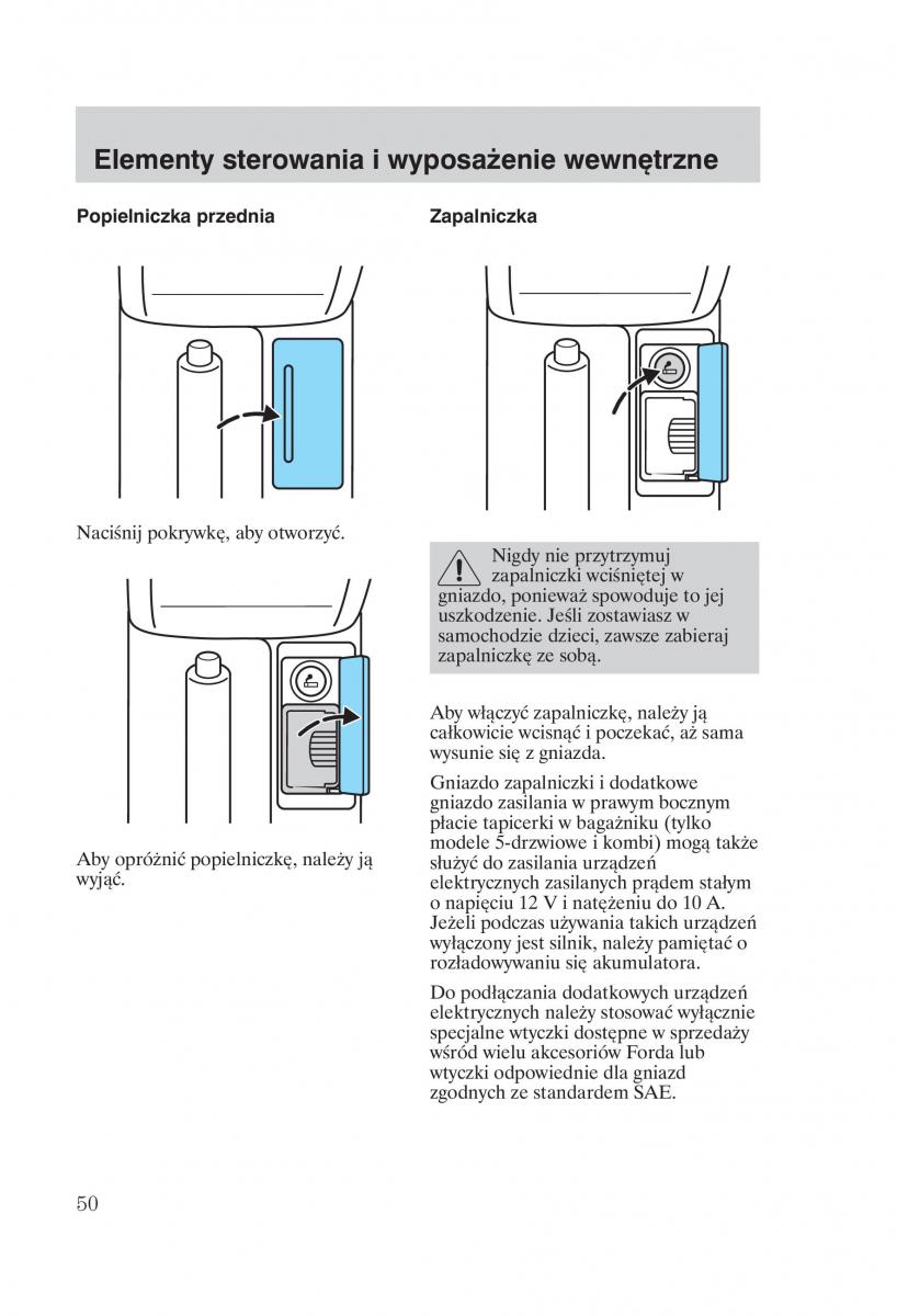 Ford Mondeo MKIII MK3 instrukcja obslugi page 52 pdf