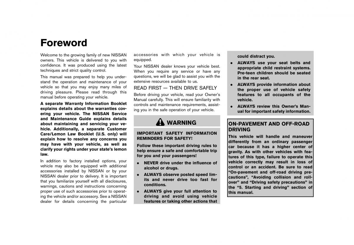 Nissan Murano Z51 owners manual / page 2