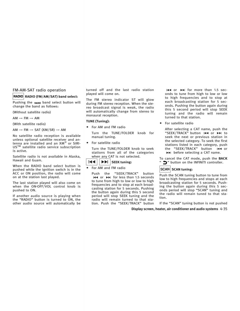 Infiniti FX I owners manual / page 193