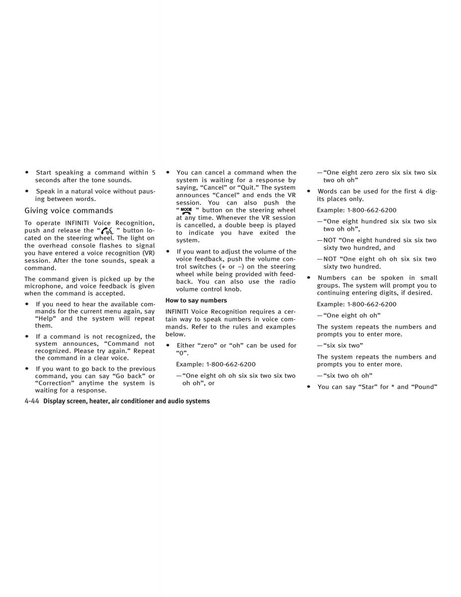 Infiniti FX I owners manual / page 202
