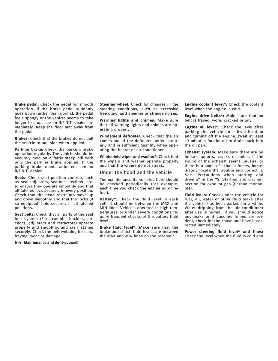 Infiniti FX I owners manual / page 312