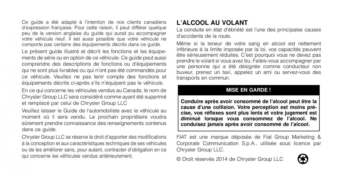 Fiat 500L manuel du proprietaire / page 2