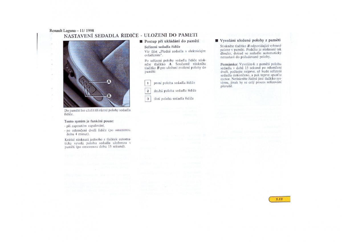 Renault Laguna I 1 navod k obsludze / page 19
