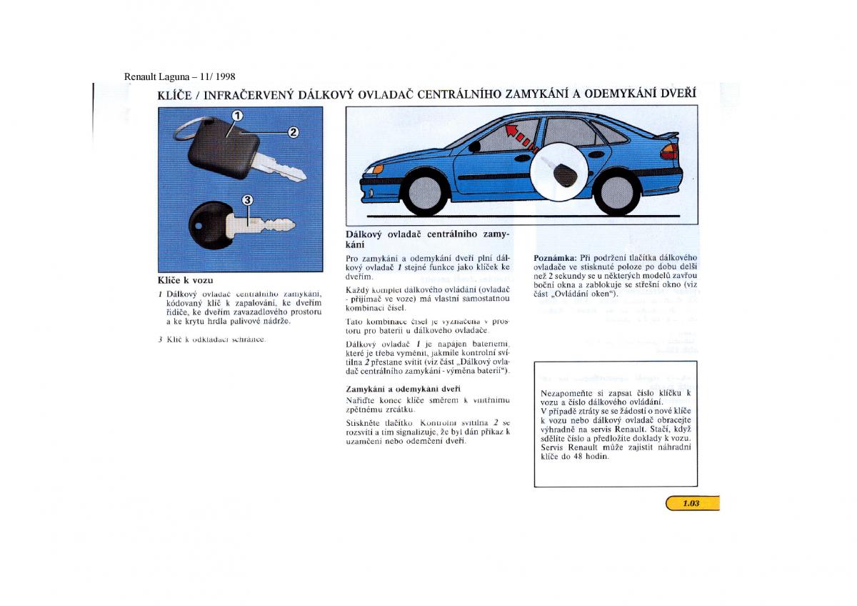 Renault Laguna I 1 navod k obsludze / page 9