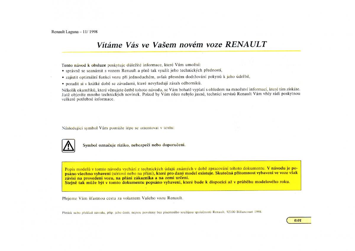 Renault Laguna I 1 navod k obsludze / page 2