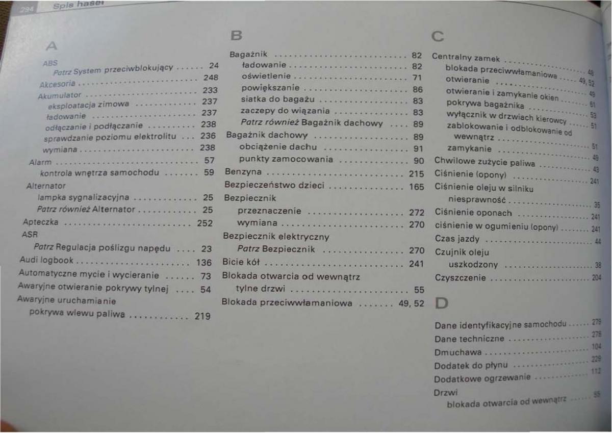 Audi A2 instrukcja obslugi / page 281