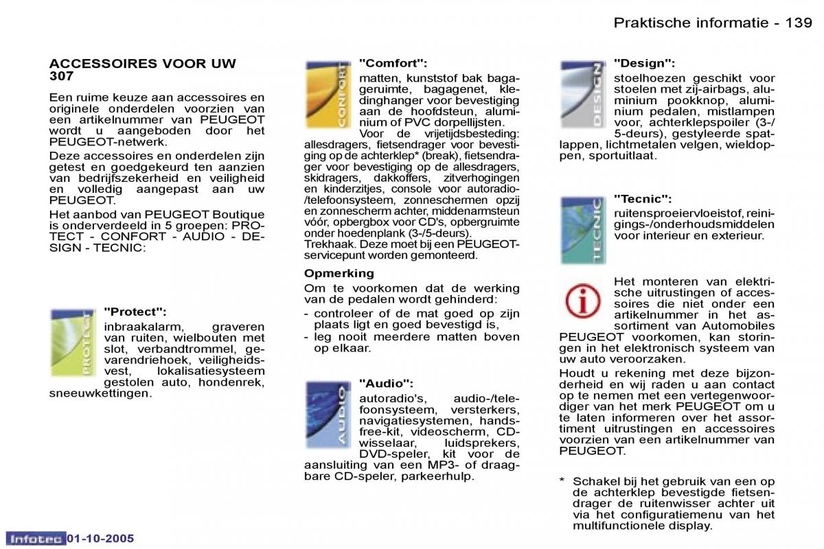 Peugeot 307 handleiding / page 155