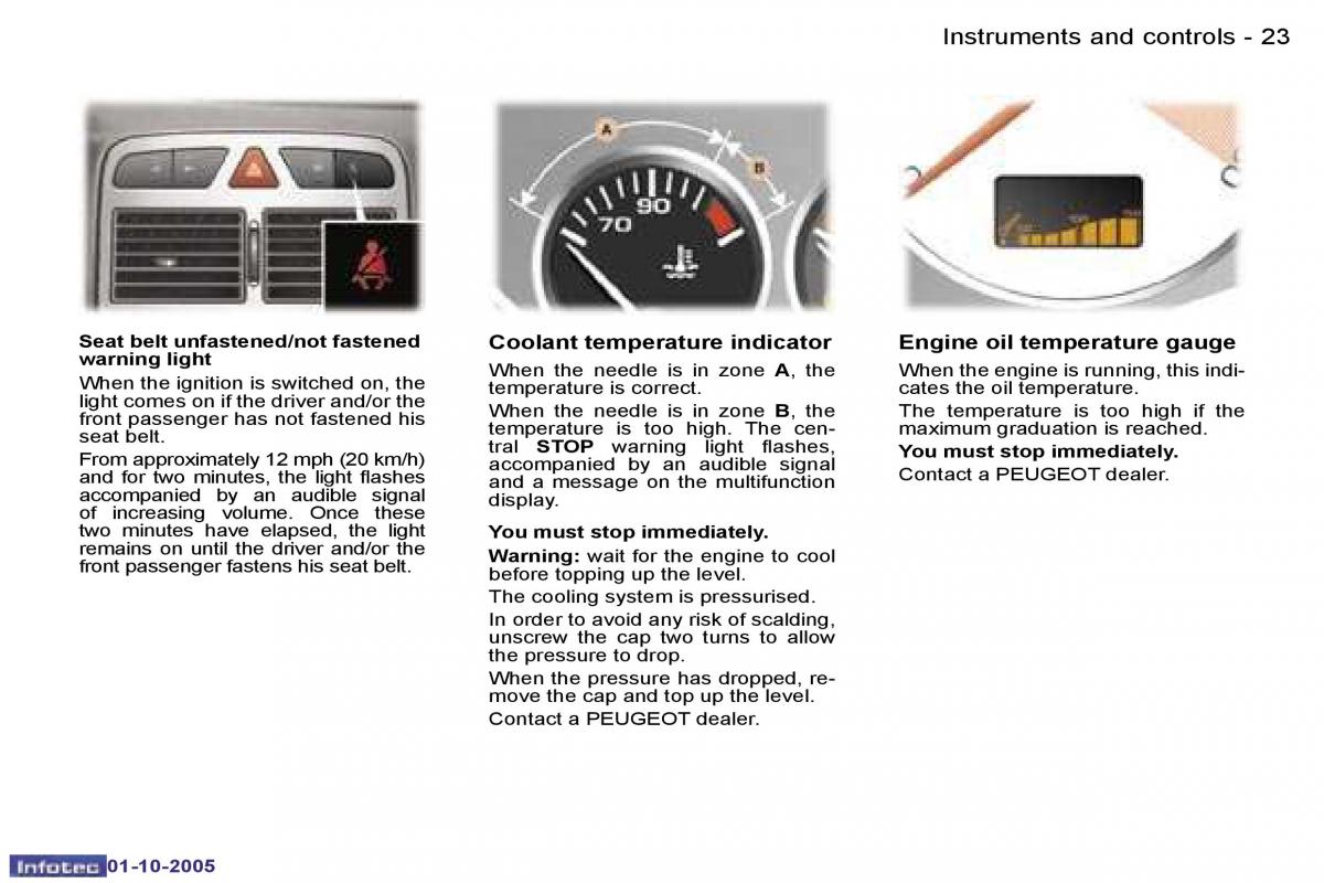 Peugeot 307 owners manual / page 20