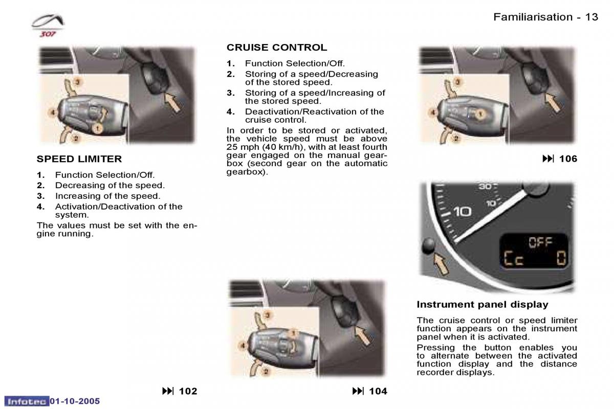 Peugeot 307 owners manual / page 10