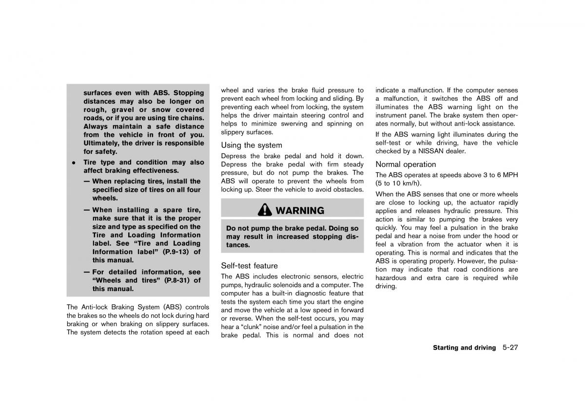 Nissan 370Z owners manual / page 315