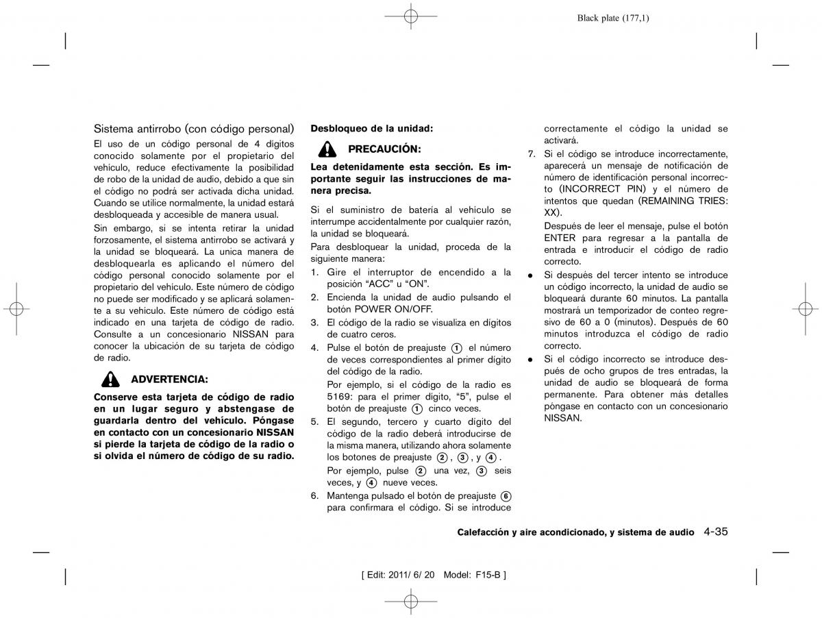 Nissan Juke manual del propietario / page 179