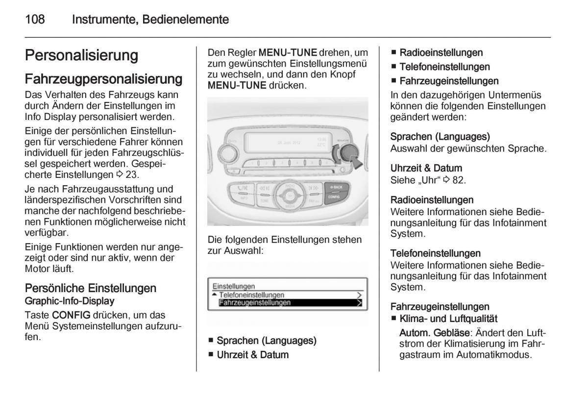 Opel Corsa E Handbuch / page 110