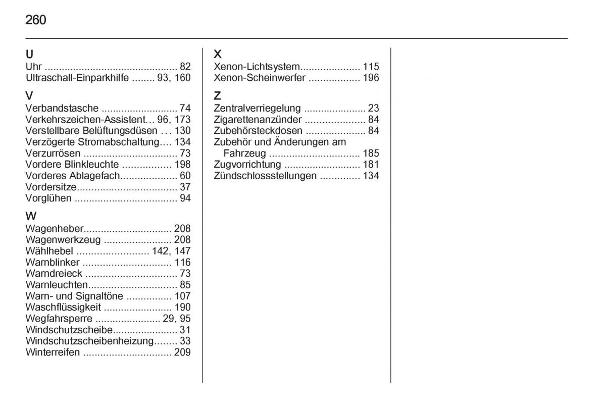 Opel Corsa E Handbuch / page 262