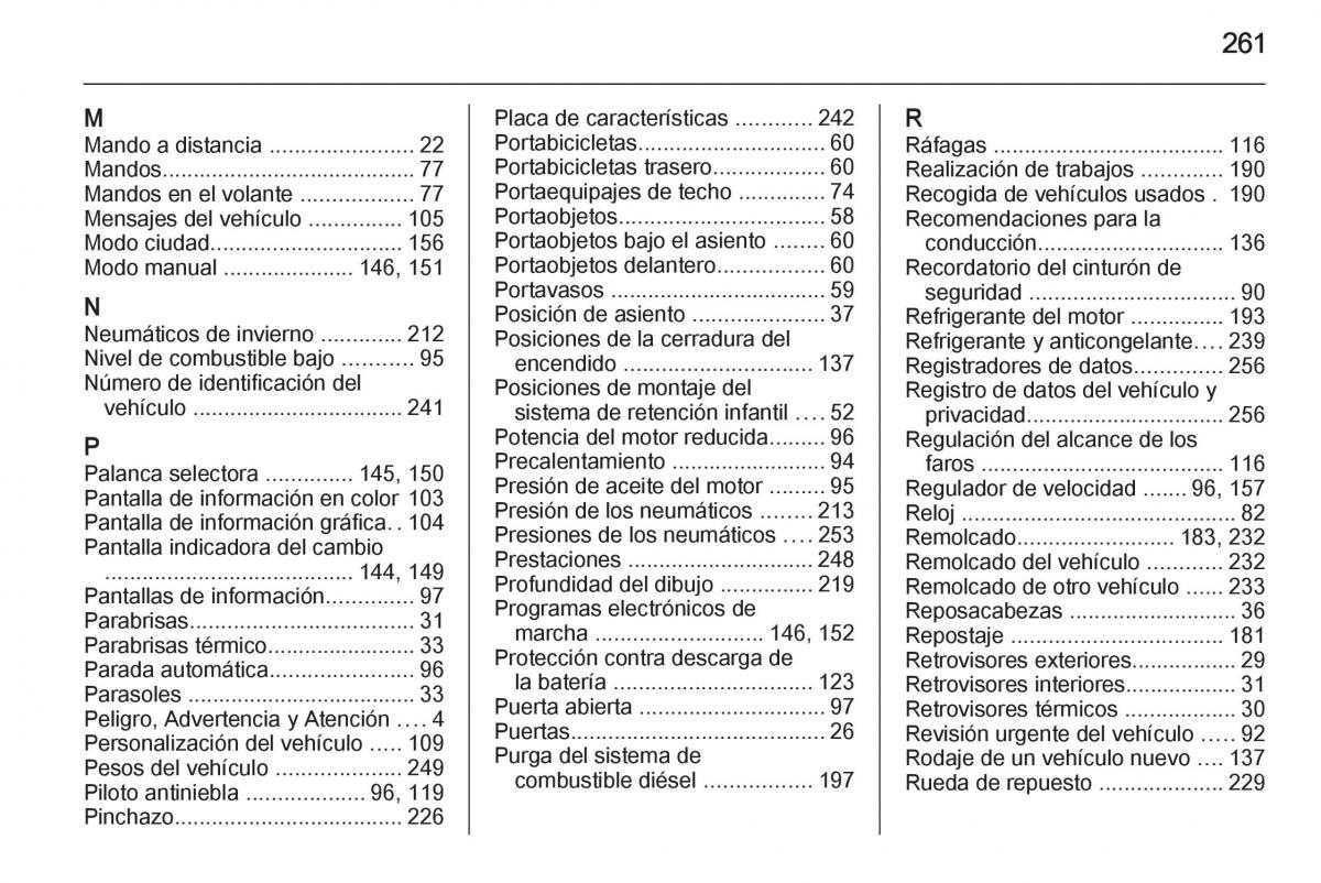 Opel Corsa E manual del propietario / page 263