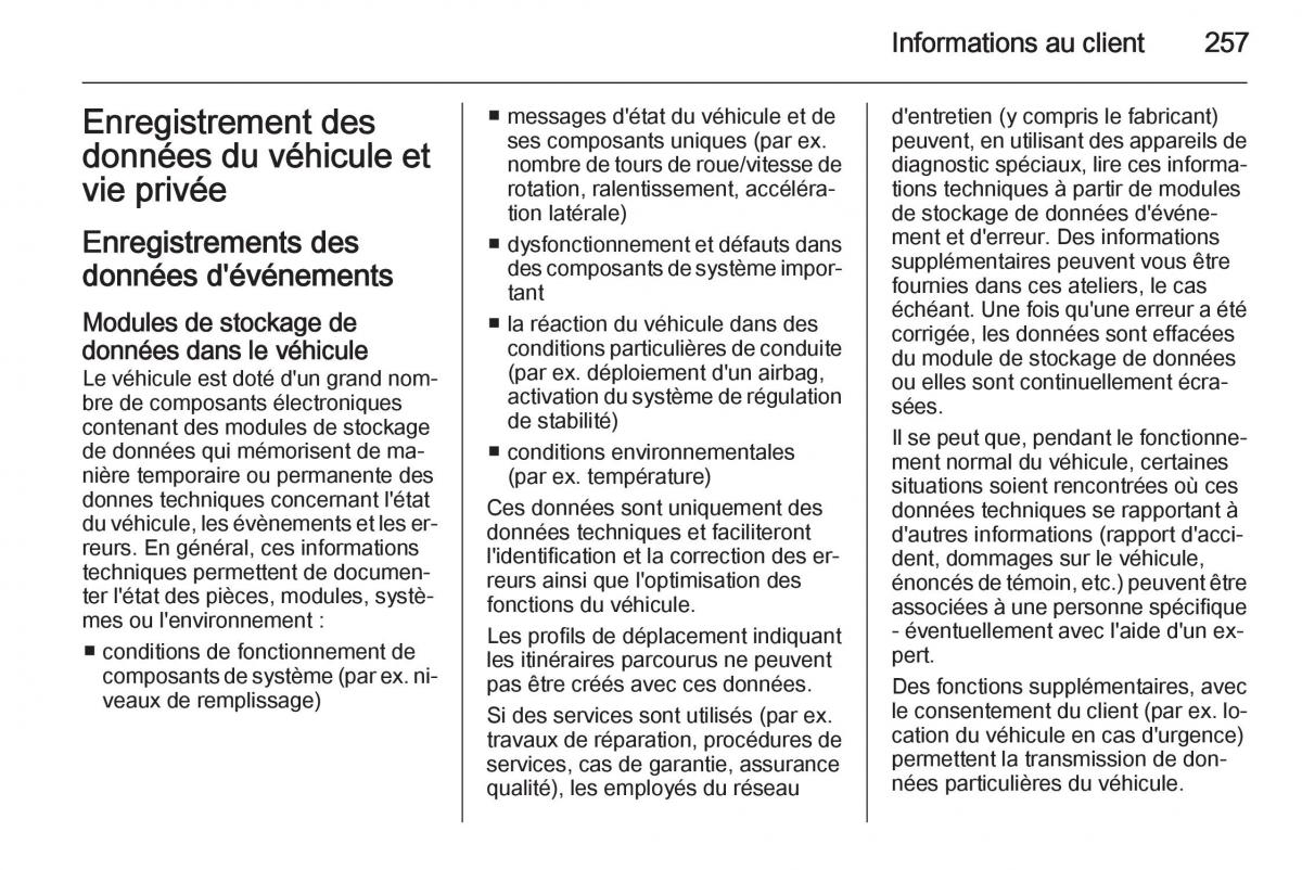 Opel Corsa E manuel du proprietaire / page 259