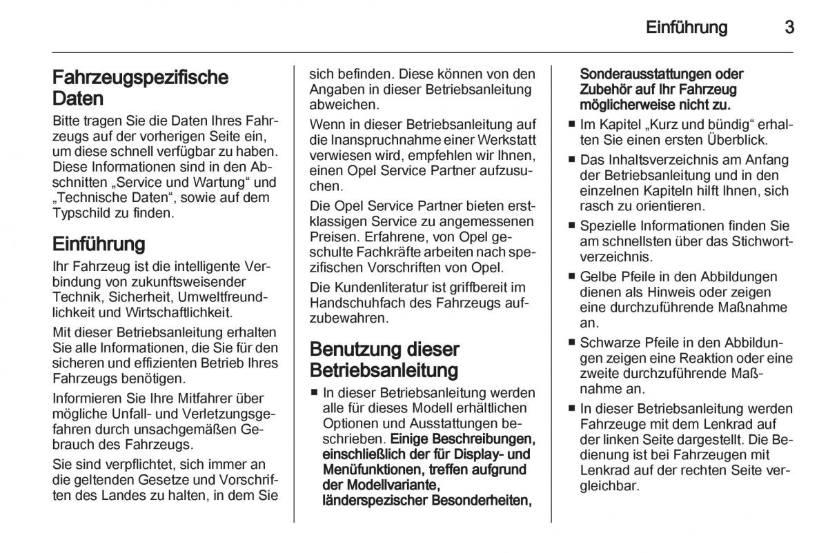 Opel Zafira B Handbuch / page 5