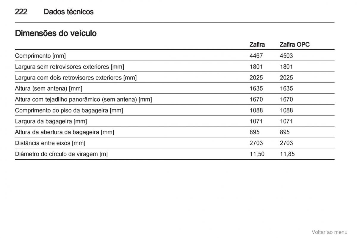 Opel Zafira B manual del propietario / page 223