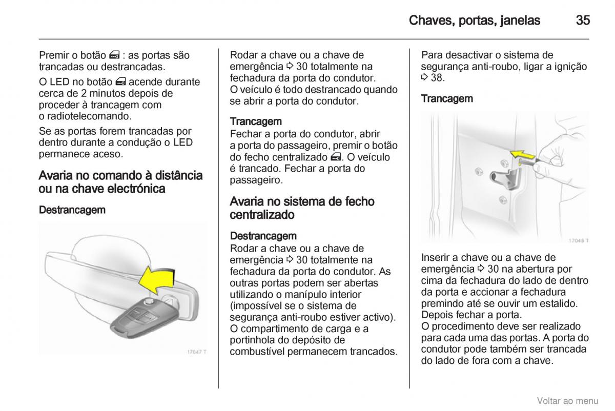 Opel Zafira B manual del propietario / page 36