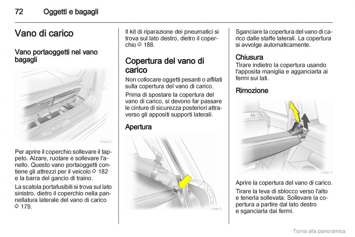 Opel Zafira B manuale del proprietario / page 73