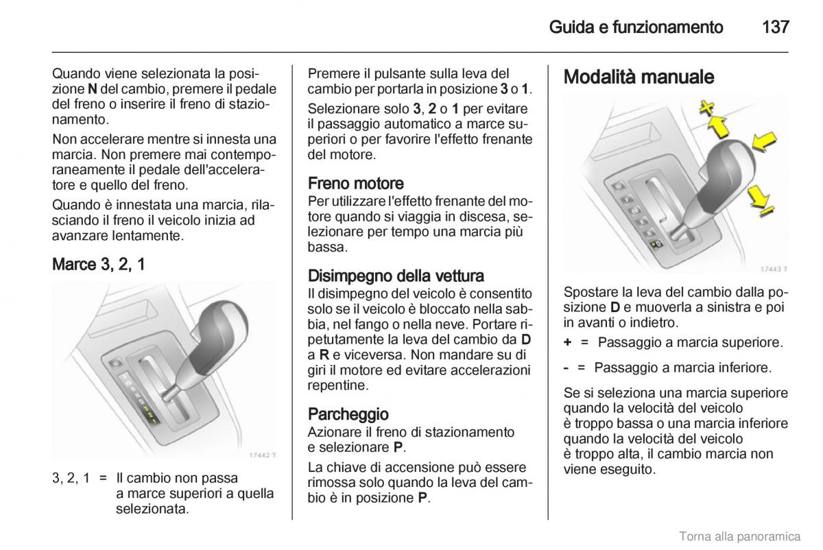 Opel Zafira B manuale del proprietario / page 138
