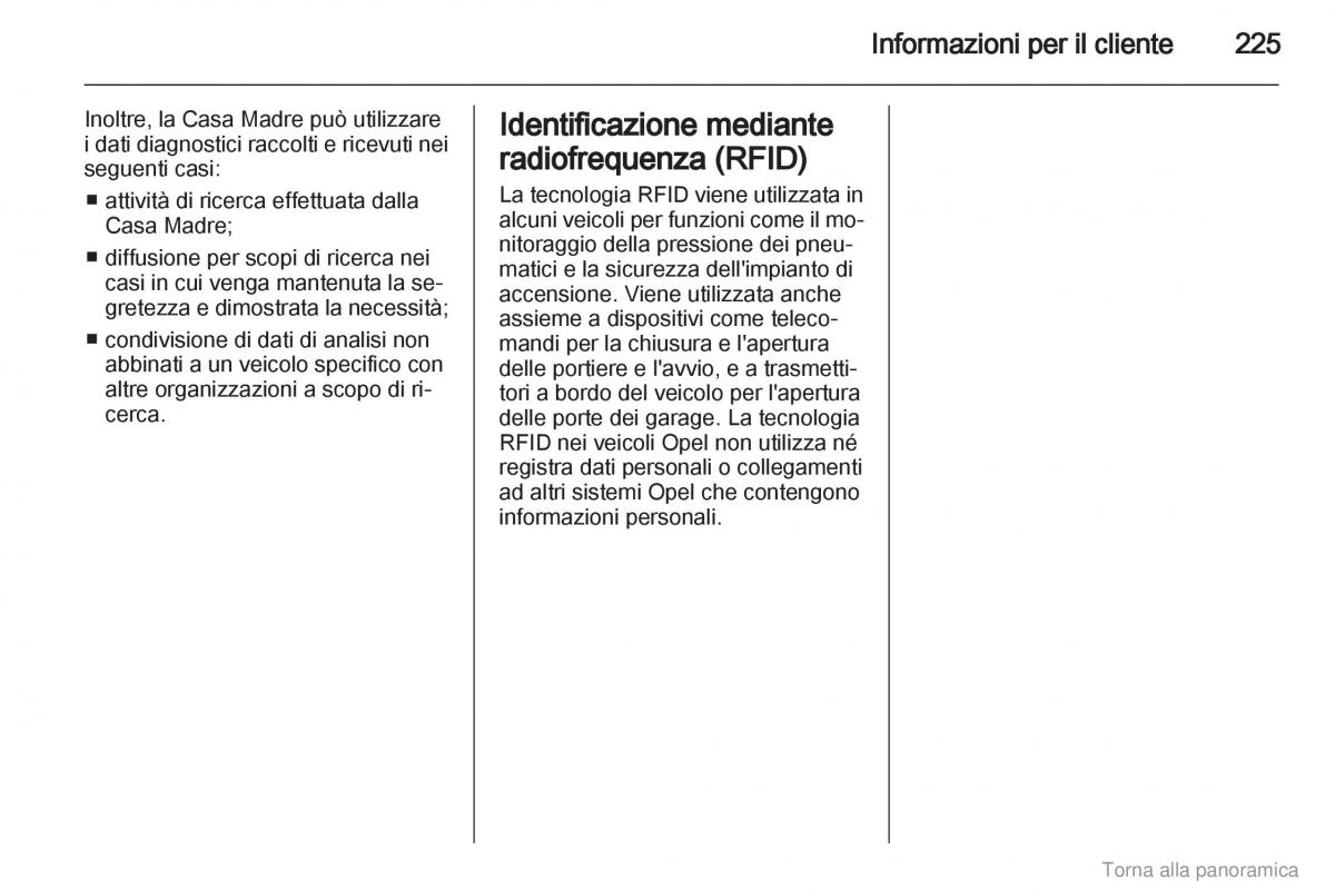 Opel Zafira B manuale del proprietario / page 226