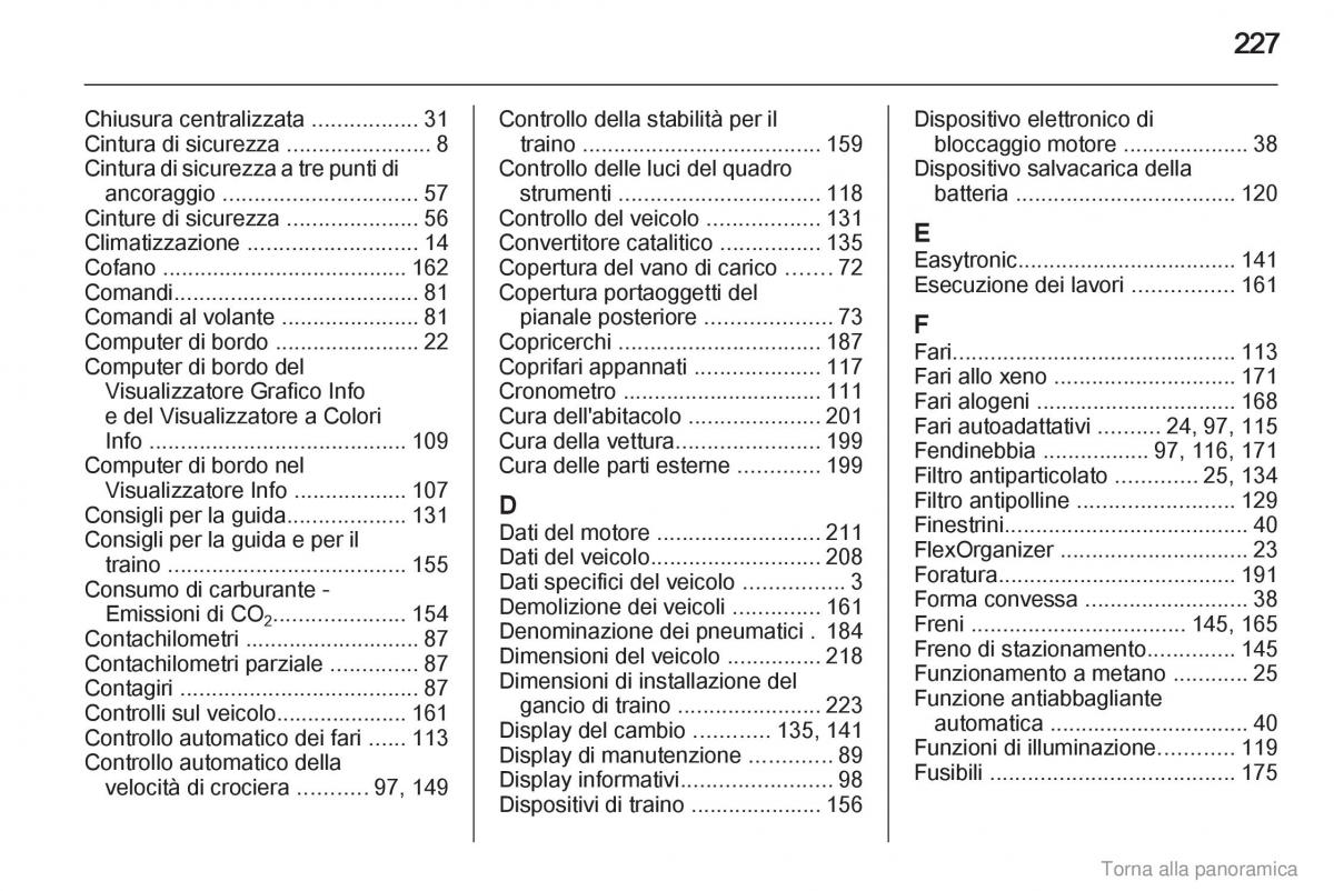 Opel Zafira B manuale del proprietario / page 228