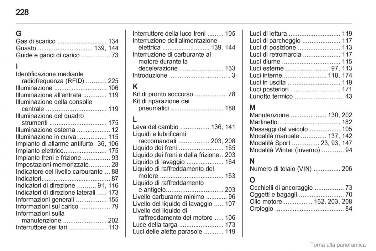 Opel Zafira B manuale del proprietario / page 229