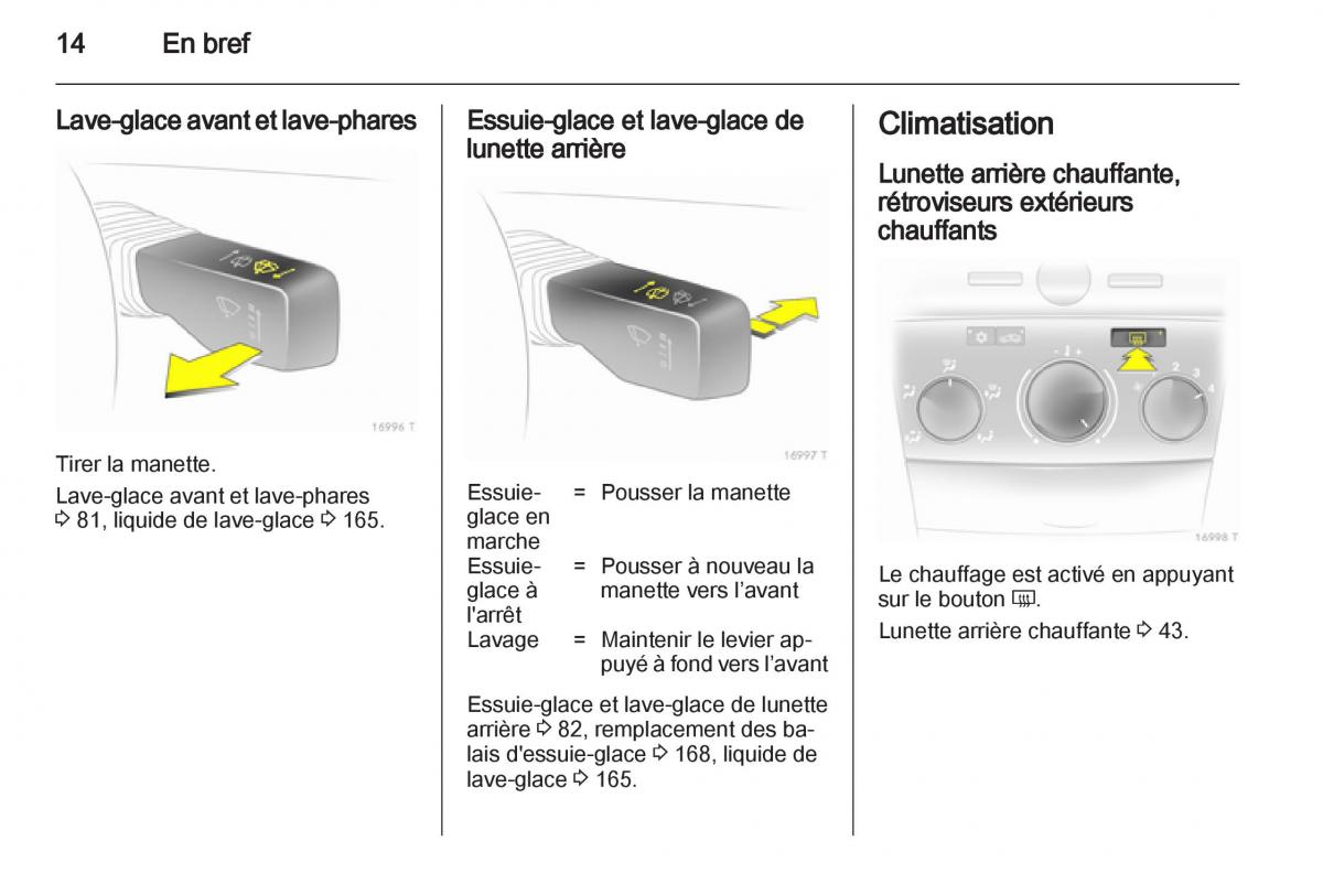 Opel Zafira B manuel du proprietaire / page 16