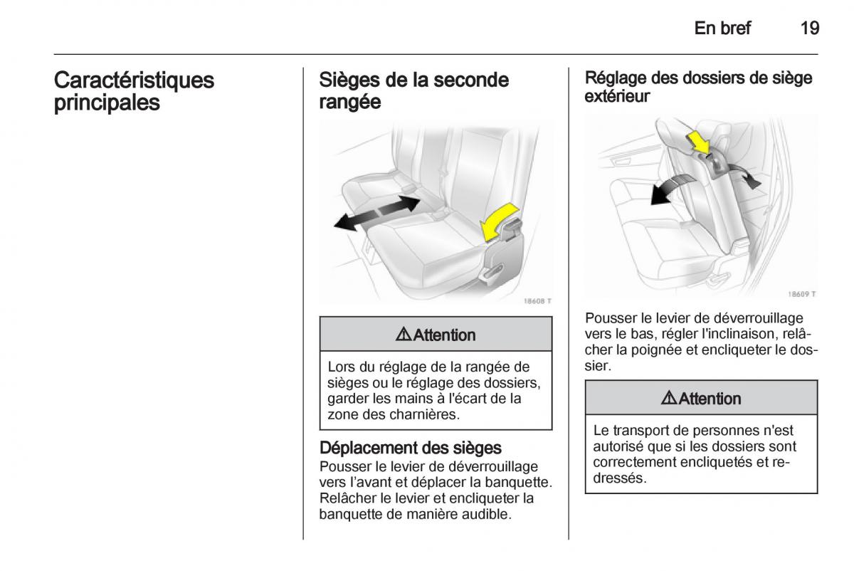 manual  Opel Zafira B manuel du proprietaire / page 21