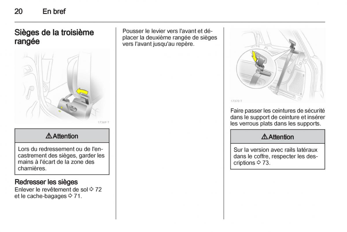 manual  Opel Zafira B manuel du proprietaire / page 22