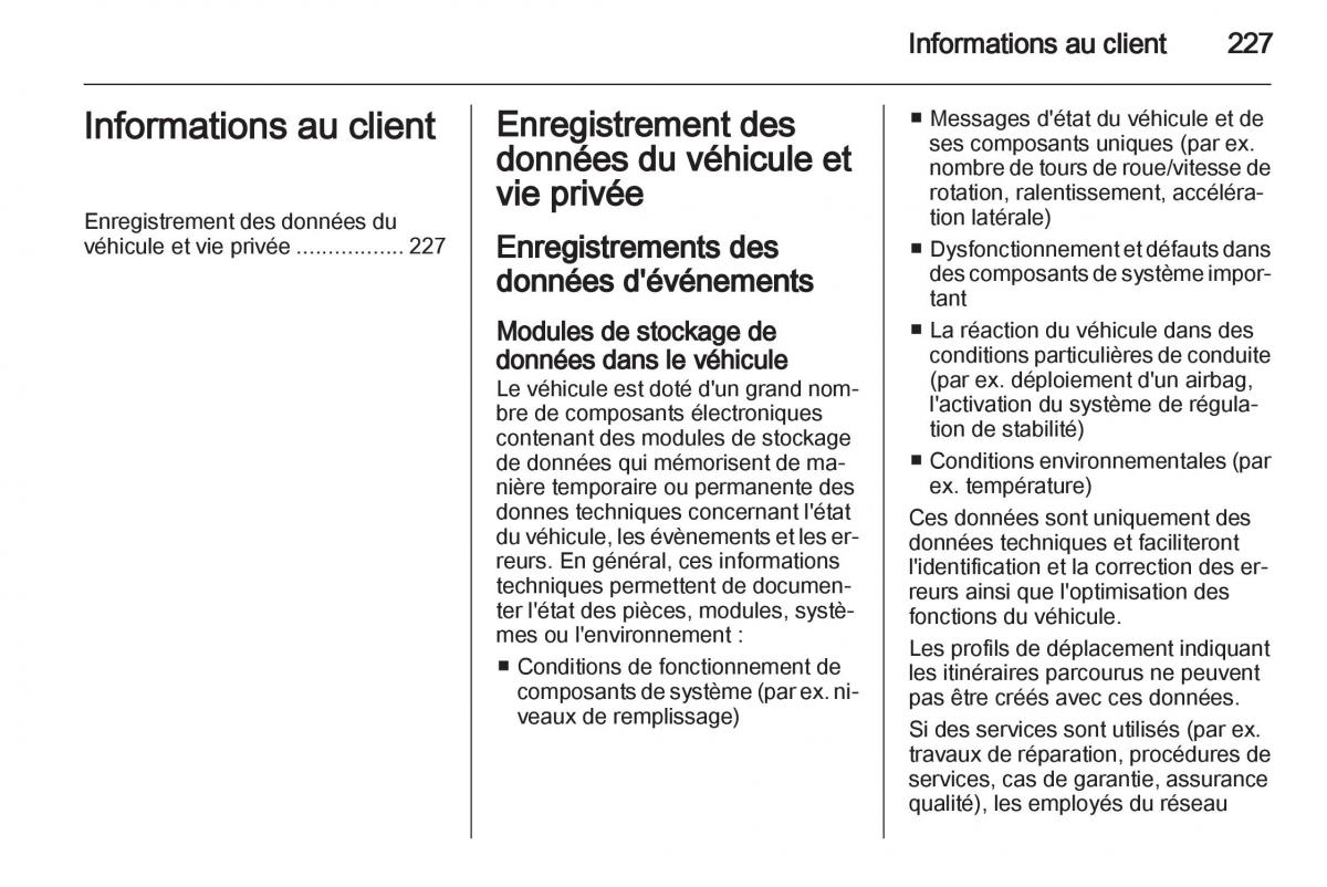 manual  Opel Zafira B manuel du proprietaire / page 229