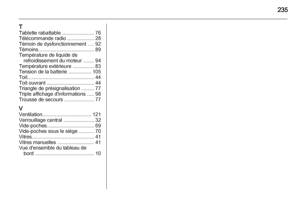 manual  Opel Zafira B manuel du proprietaire / page 237