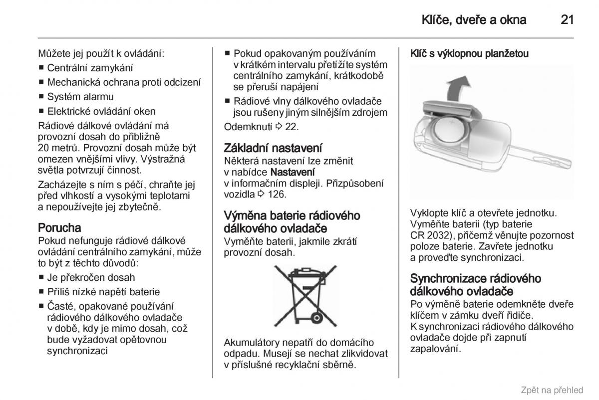 Opel Zafira B navod k obsludze / page 22