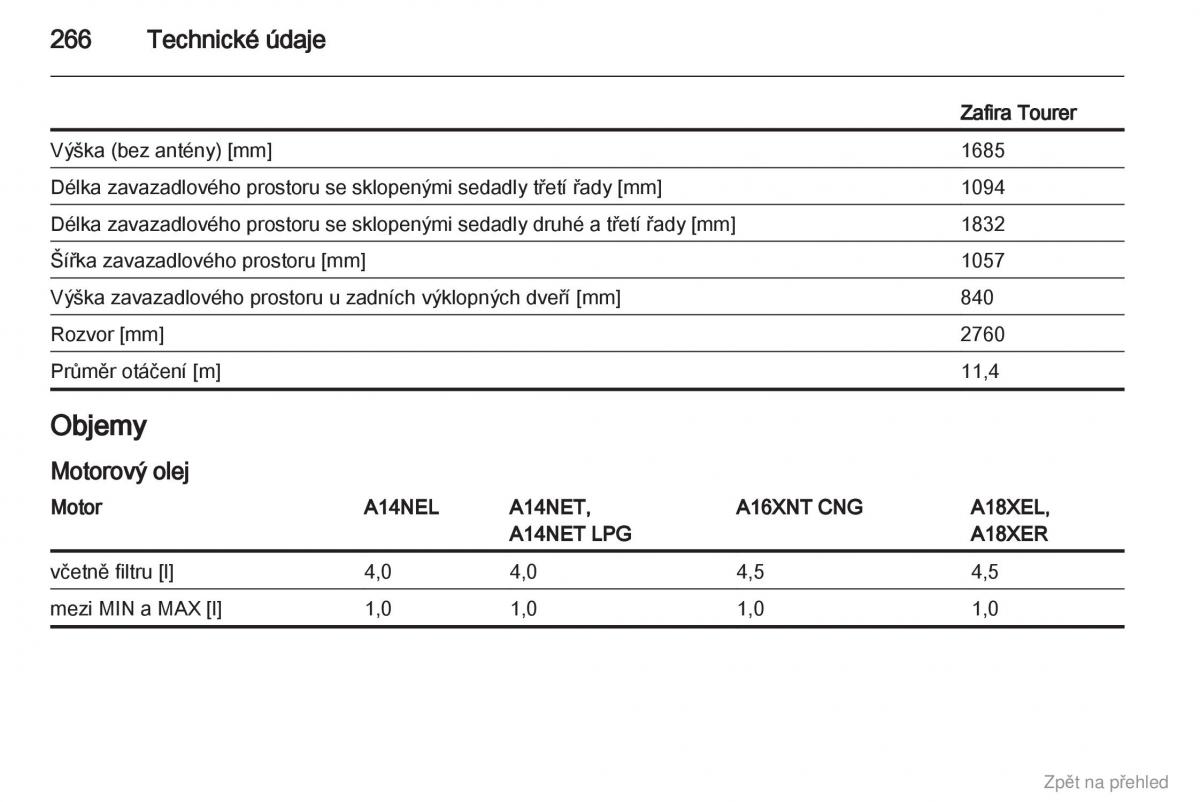 Opel Zafira B navod k obsludze / page 267