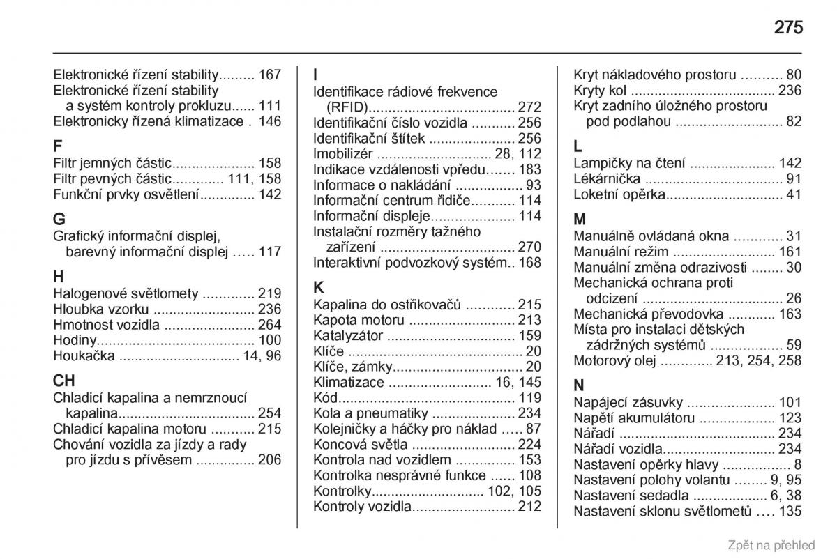 Opel Zafira B navod k obsludze / page 276