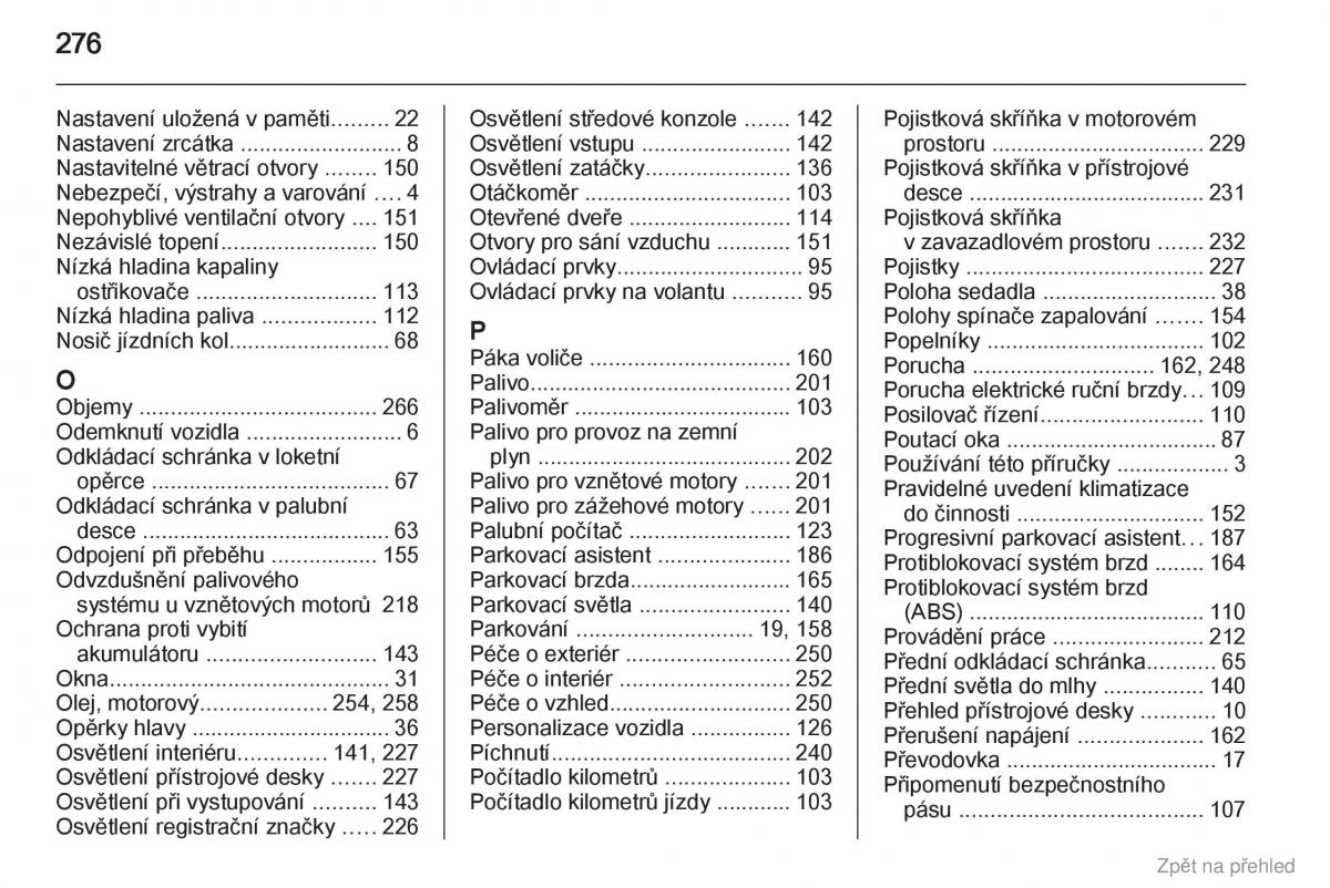 manual  Opel Zafira B navod k obsludze / page 277