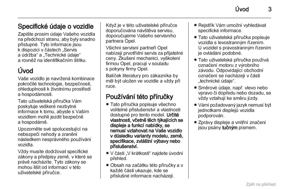 Opel Zafira B navod k obsludze / page 4