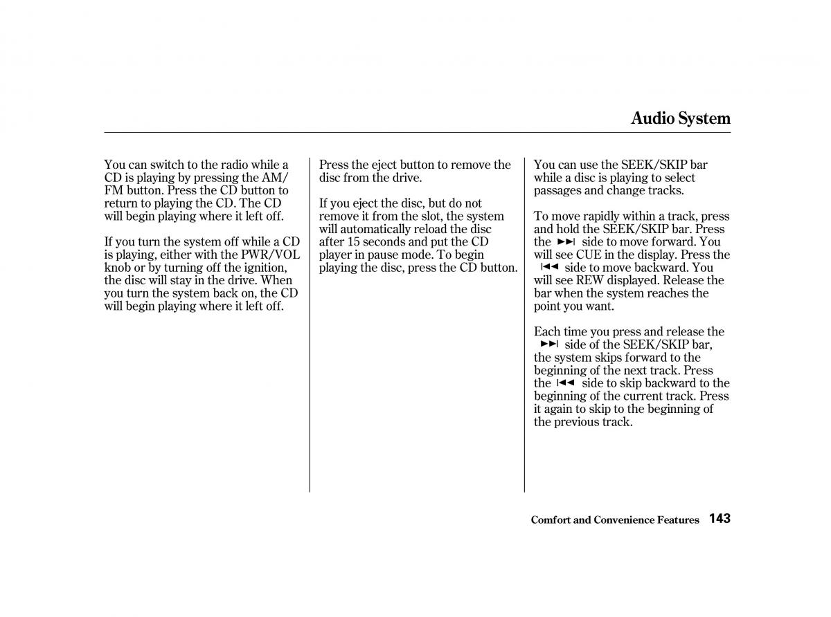 Honda Accord VI owners manual / page 142
