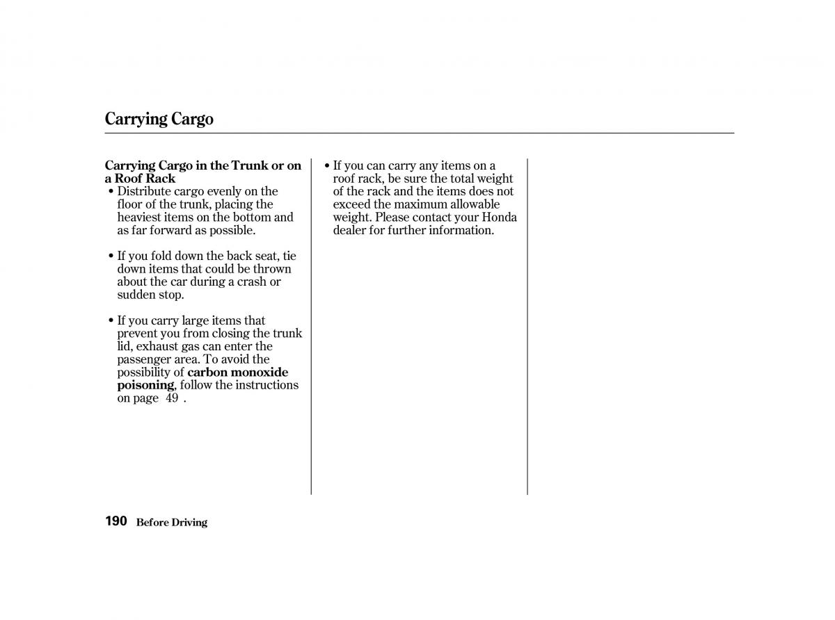 Honda Accord VI owners manual / page 189