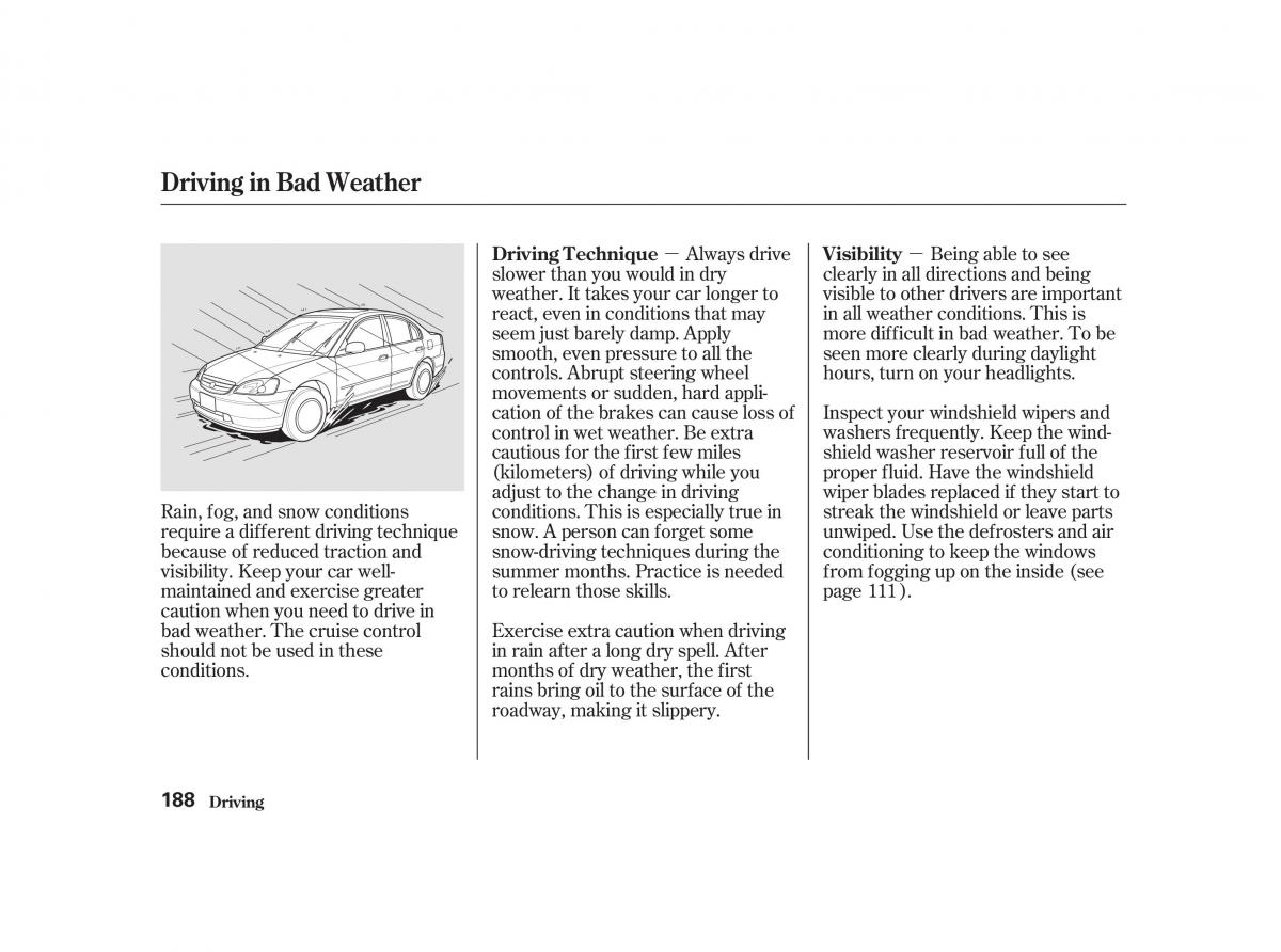 Honda Civic VII owners manual / page 187