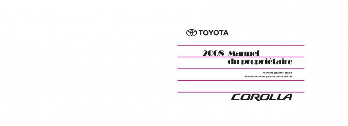 Toyota Corolla X manuel du proprietaire / page 1