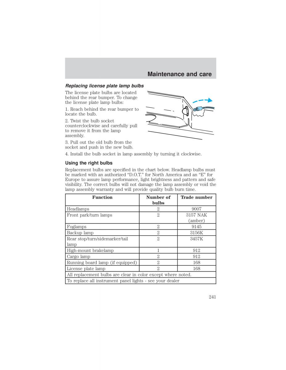 Ford F 150 owners manual / page 241
