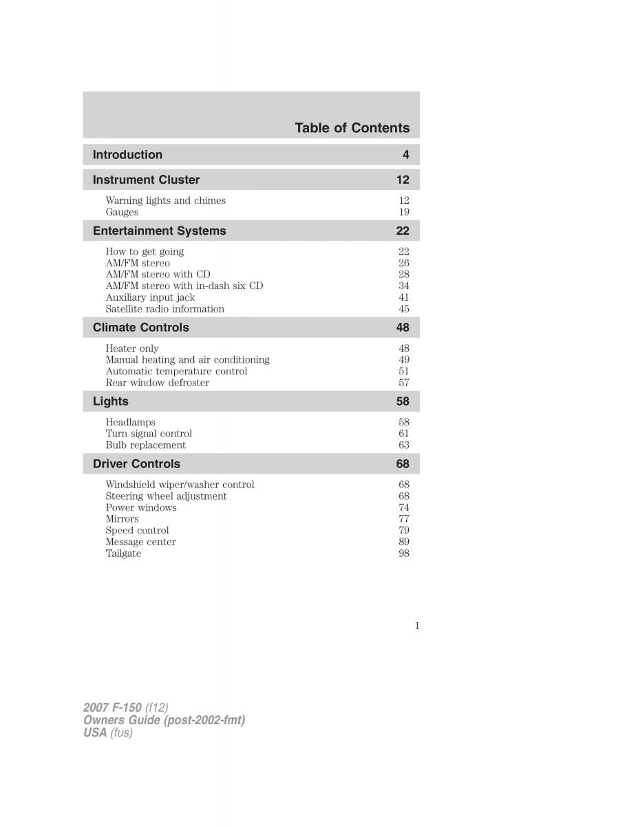 Ford F 150 owners manual / page 1