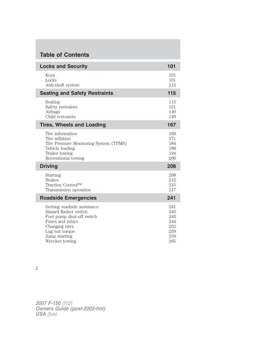 Ford F 150 owners manual / page 2