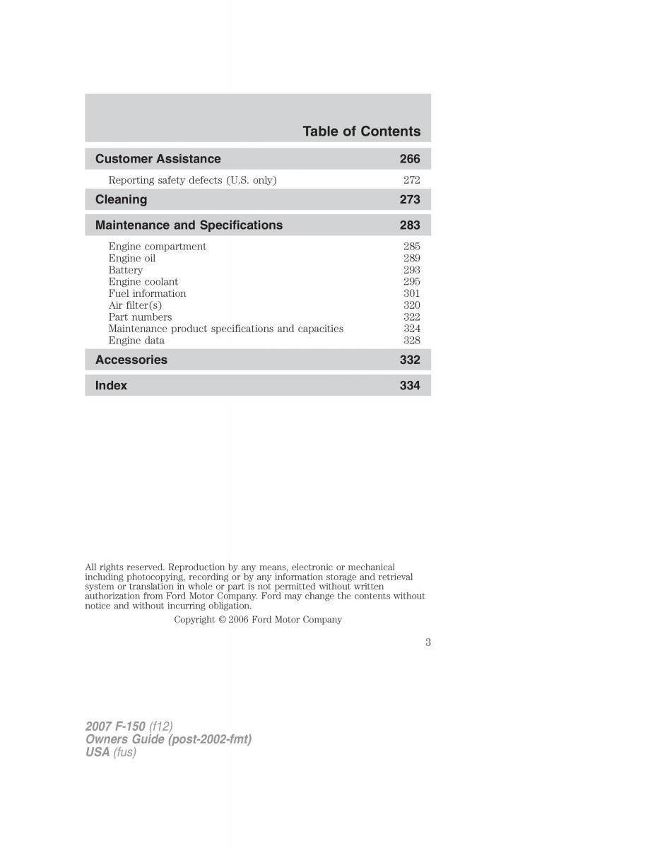 Ford F 150 owners manual / page 3