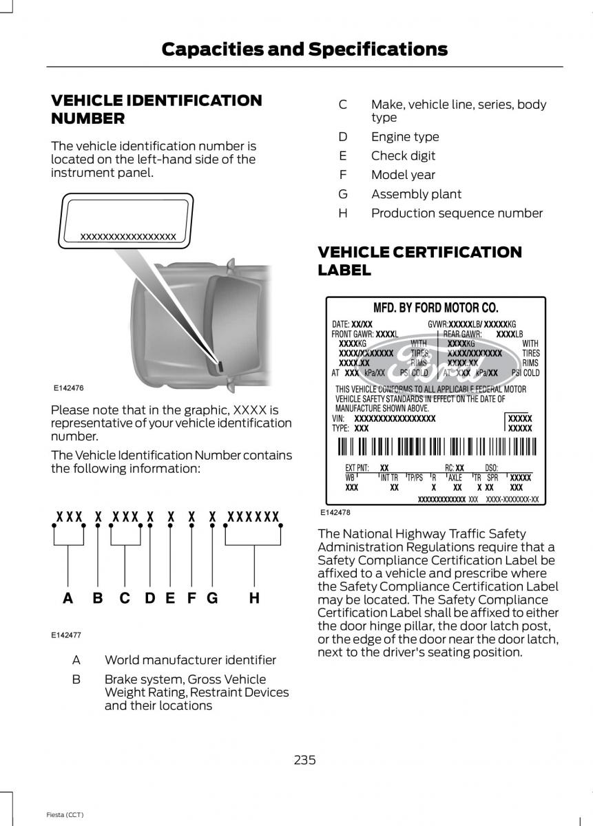 Ford Fiesta VII 7 owners manual / page 238