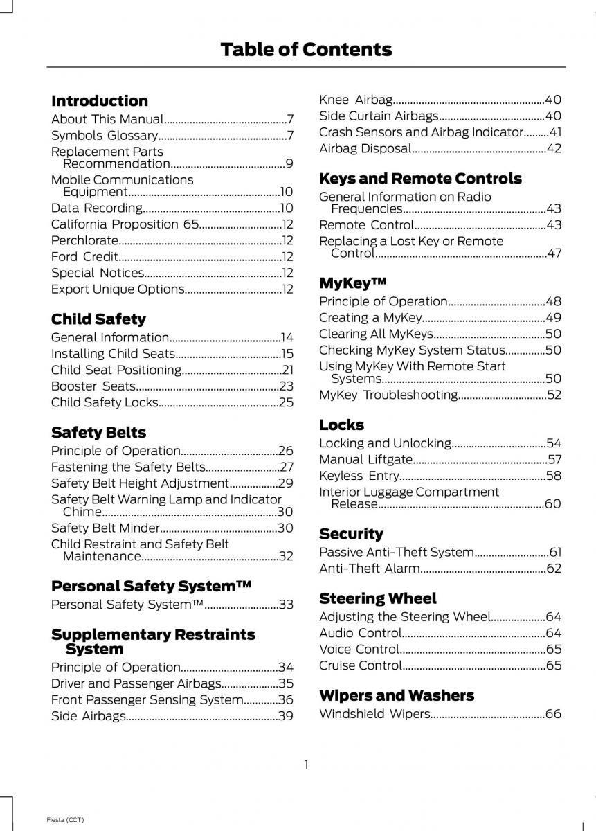 Ford Fiesta VII 7 owners manual / page 4