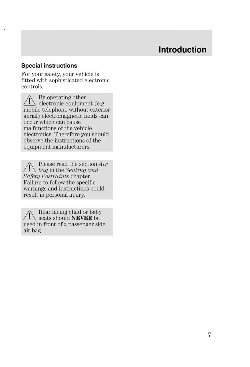 Ford Focus I 1 owners manual / page 7