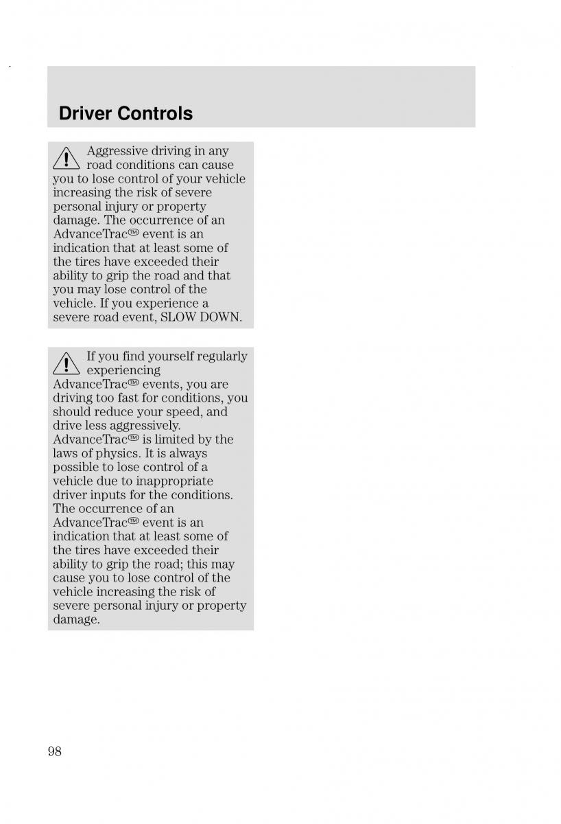 Ford Focus I 1 owners manual / page 98