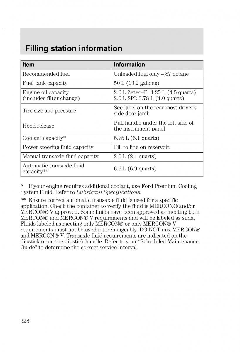 Ford Focus I 1 owners manual / page 328